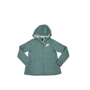 Nike Sportwear Hoodie Teal Full Zip Fleece Hooded Sweatshirt Youth Large 14/16
